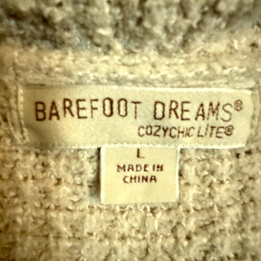 Barefoot Dreams cream cozylite cardigan sweater wrap EUC size L - Picture 2 of 3